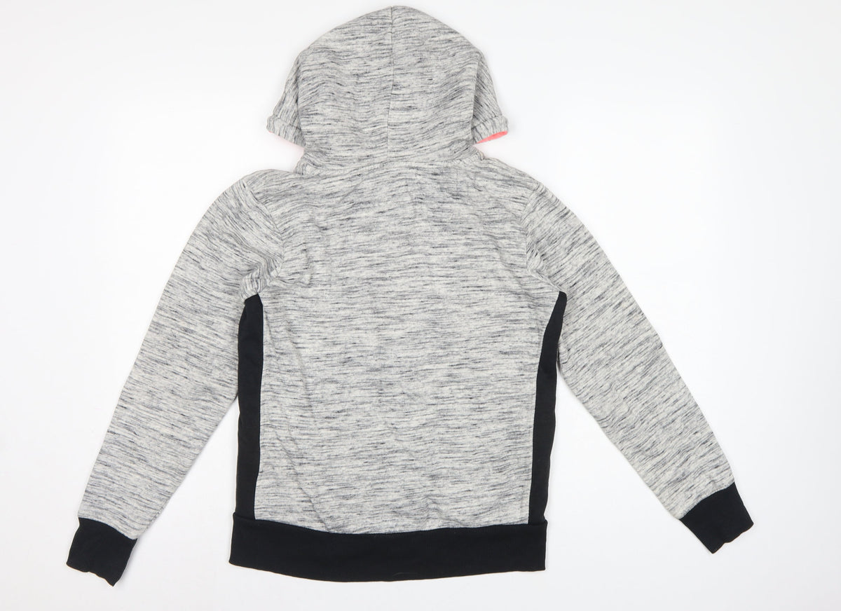 Pink Soda Sport Women Grey UK 8 Full Zip Hooded Logo Hoodie