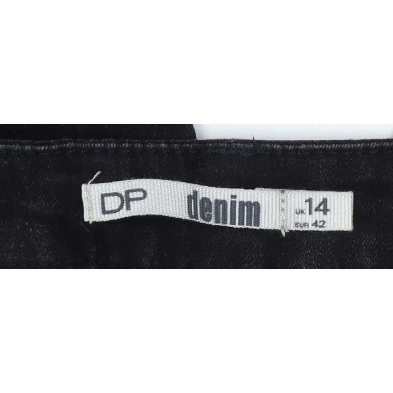 DP Denim Women’s Black UK 14 High Rise Mom Jeans Cuffed