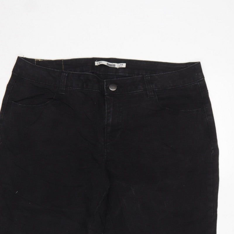 DP Denim Women’s Black UK 14 High Rise Mom Jeans Cuffed