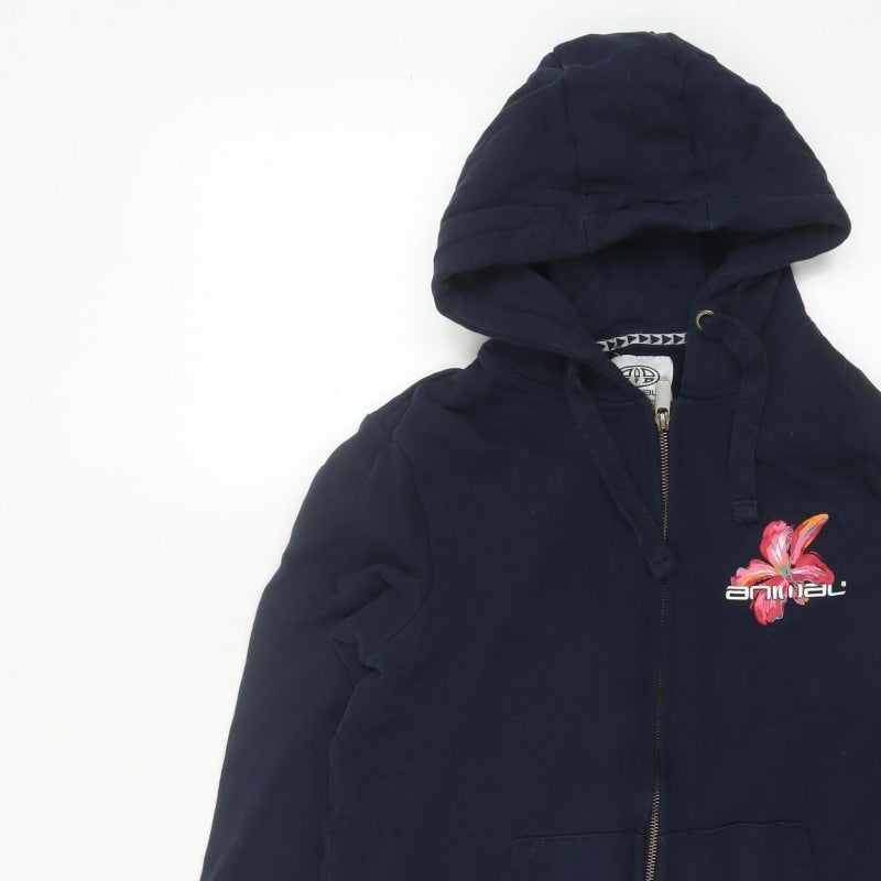 Animal Women’s Blue UK 8 Full Zip Floral Graphic Hoodie