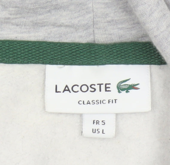 Lacoste Men’s Grey L Classic Fit Full Zip Hooded Logo Hoodie