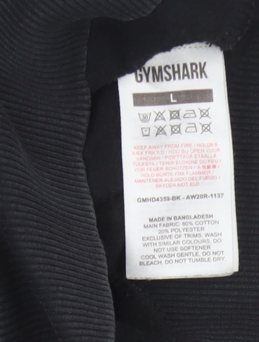 Gymshark Men's Black L Full Zip Hooded Fleece Logo Hoodie
