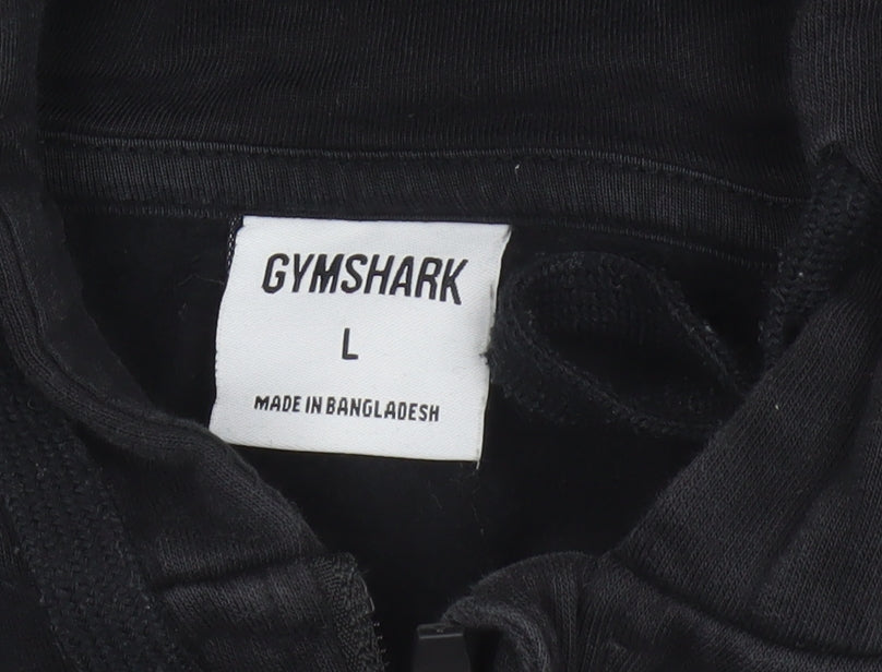 Gymshark Men's Black L Full Zip Hooded Fleece Logo Hoodie