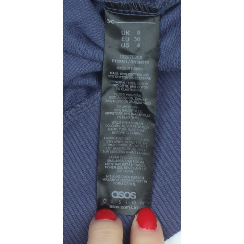 ASOS Design Women’s Blue UK 8 Longline Crew Neck Pullover Sweatshirt
