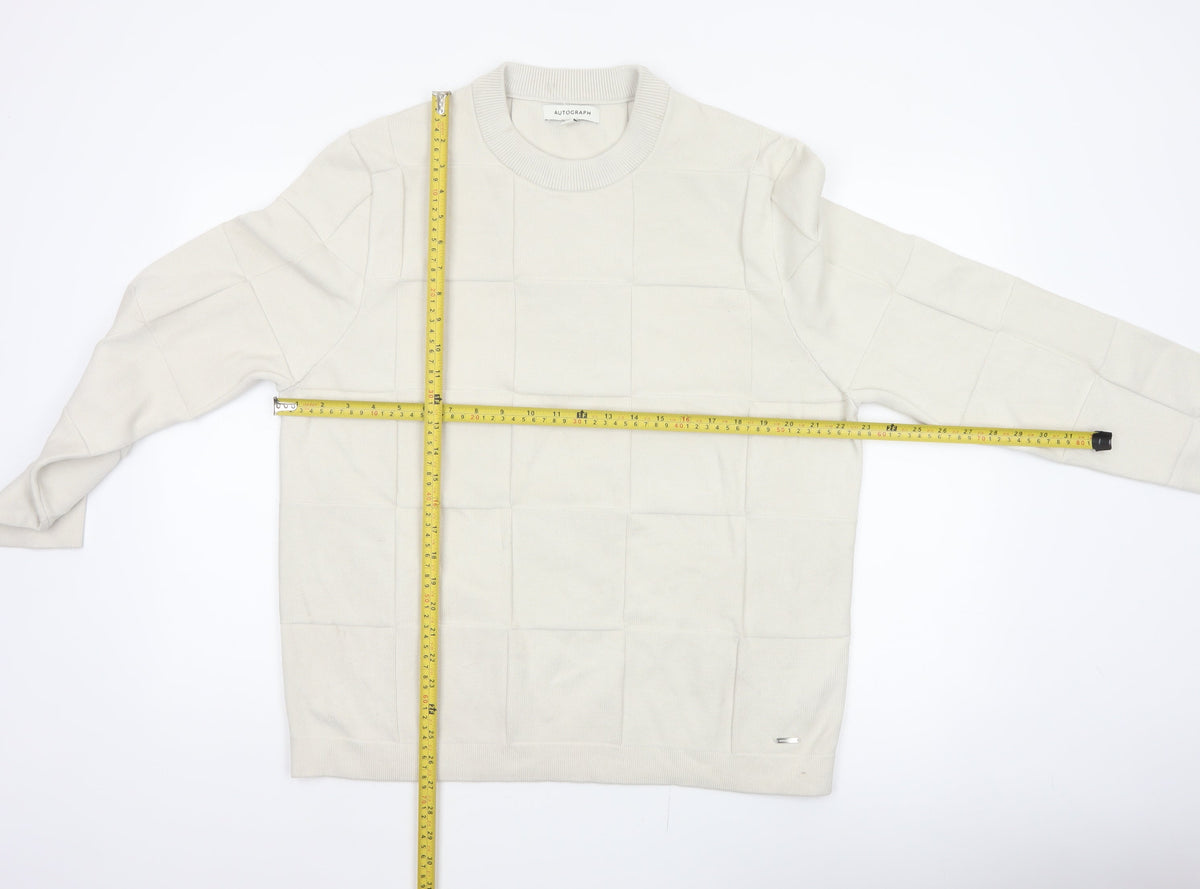 Close-up detail of Marks & Spencer Autograph Men’s Ivory XL Geometric Knit Jumper