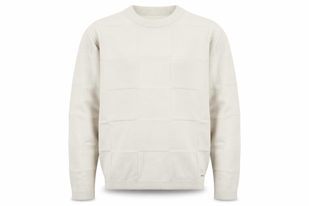Front view of Marks & Spencer Autograph Men’s Ivory XL Geometric Knit Jumper