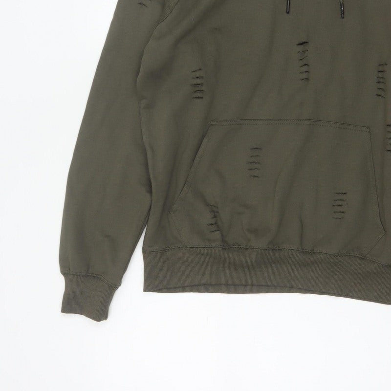 Additional view of Genetic Apparel Men’s Green M Distressed Pullover Hoodie Grunge