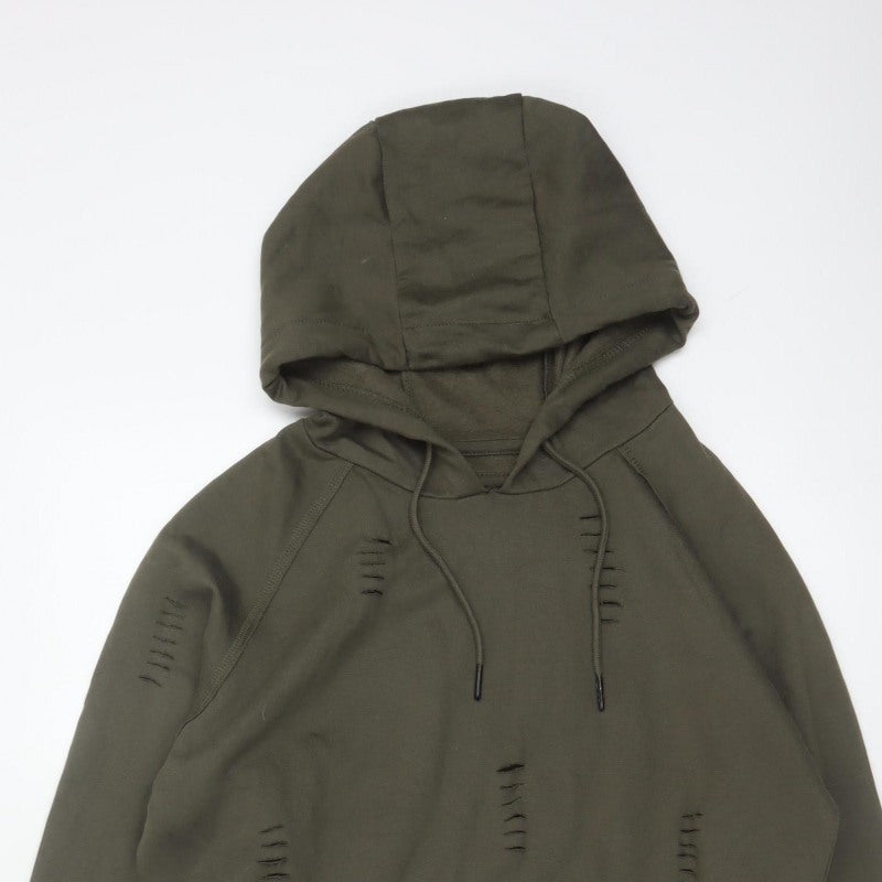 Additional view of Genetic Apparel Men’s Green M Distressed Pullover Hoodie Grunge