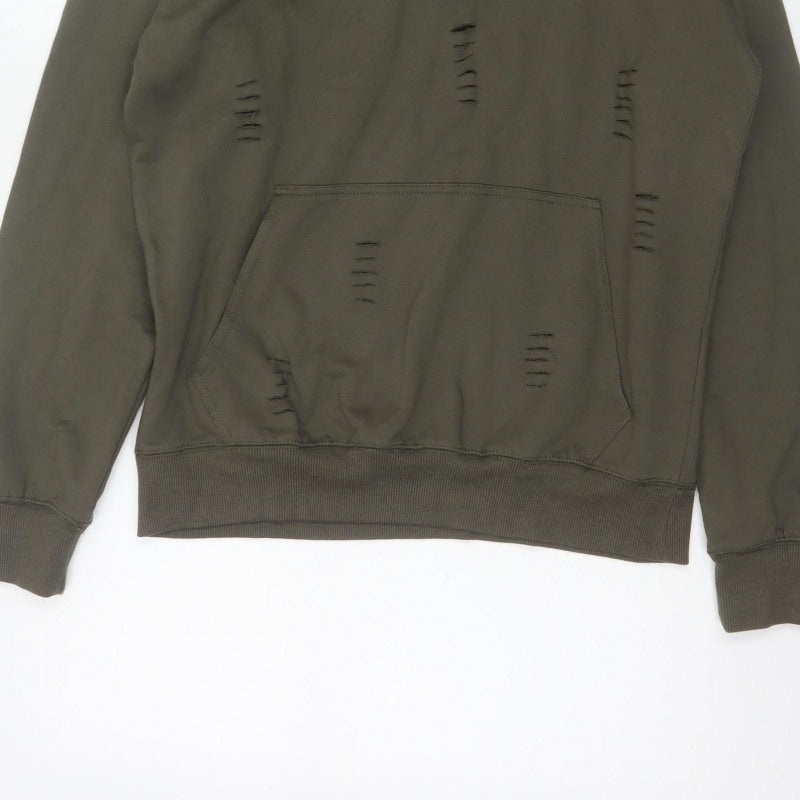 Additional view of Genetic Apparel Men’s Green M Distressed Pullover Hoodie Grunge