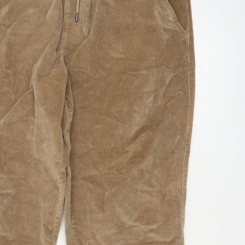 Denim Co. Men’s Beige M Corduroy Cuff Jogger Trousers Drawstring