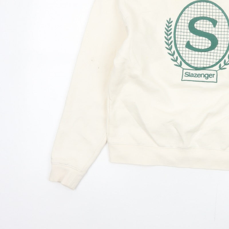 Slazenger Women’s Ivory UK 10 Pullover Sweatshirt Tennis Logo Cotton Blend