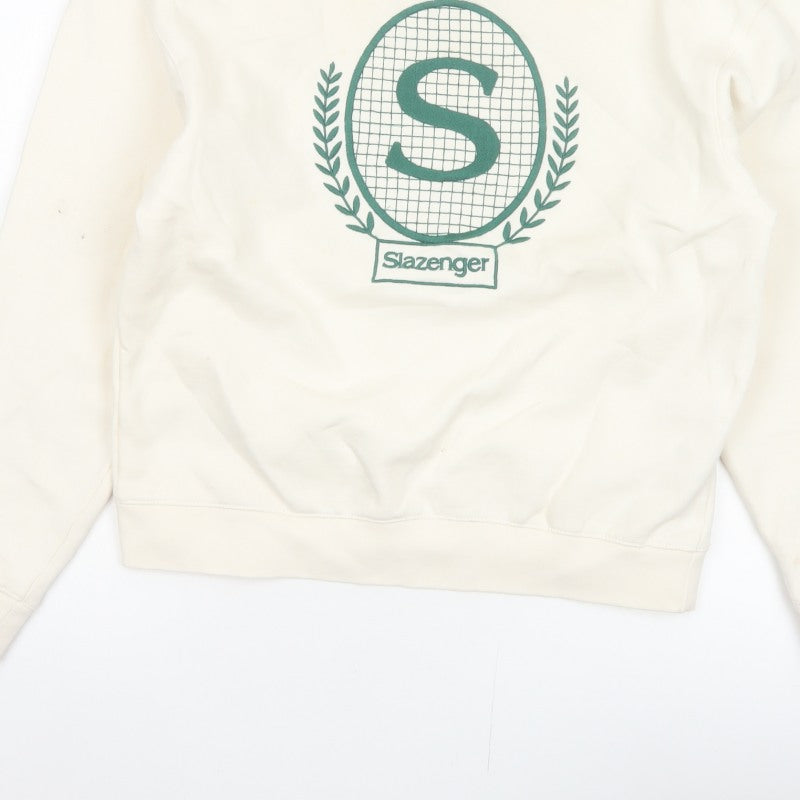 Slazenger Women’s Ivory UK 10 Pullover Sweatshirt Tennis Logo Cotton Blend