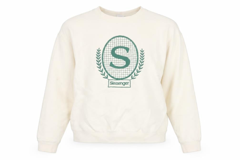 Slazenger Women’s Ivory UK 10 Pullover Sweatshirt Tennis Logo Cotton Blend