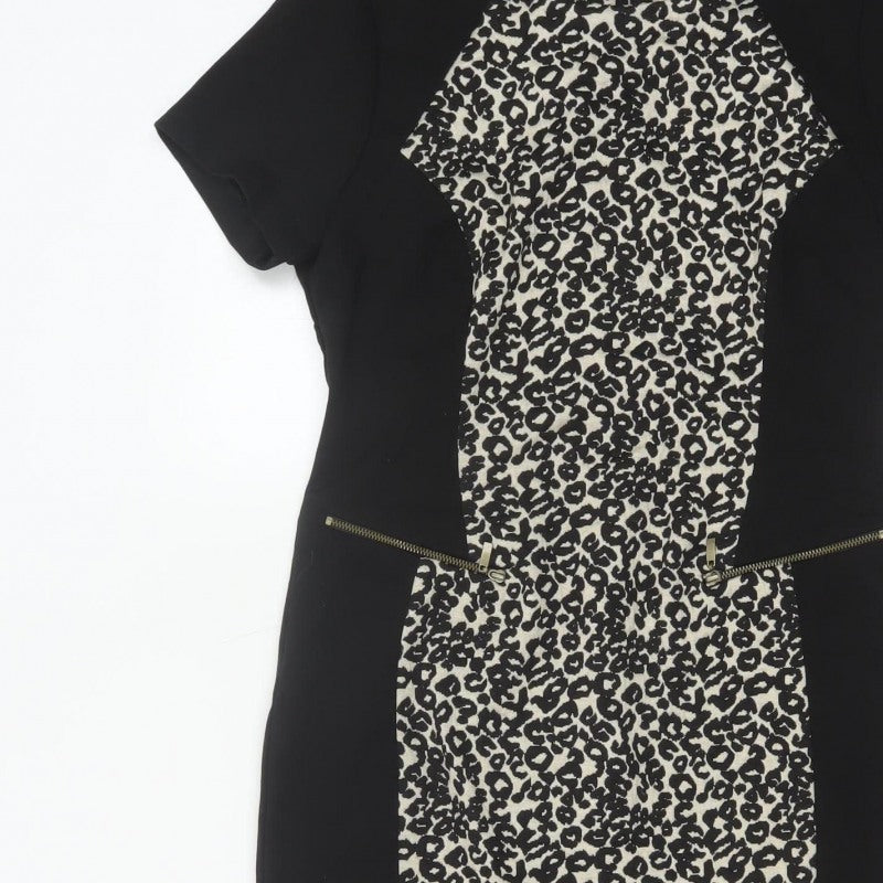 Marks and Spencer Women Black Leopard Print UK 12 Pencil Dress