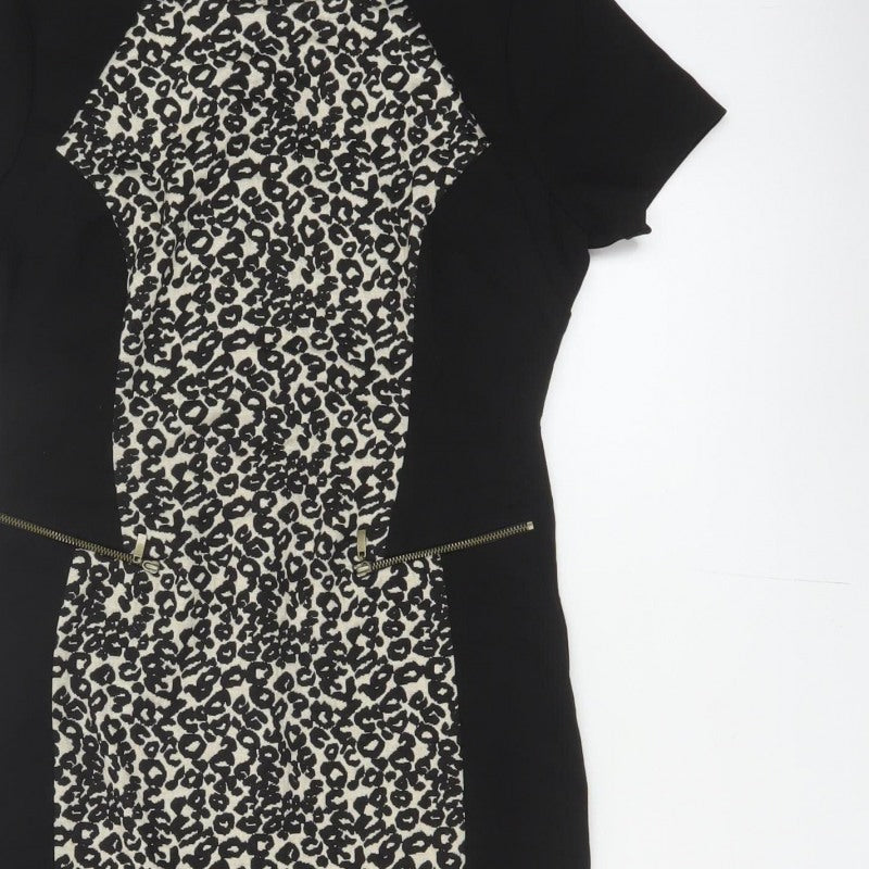 Marks and Spencer Women Black Leopard Print UK 12 Pencil Dress
