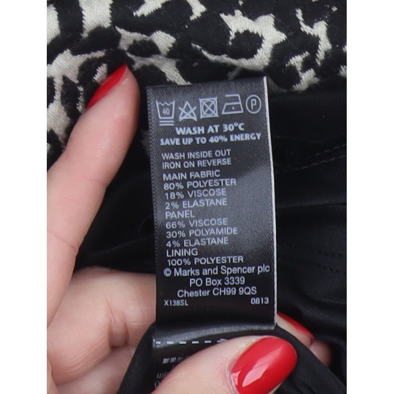 Marks and Spencer Women Black Leopard Print UK 12 Pencil Dress