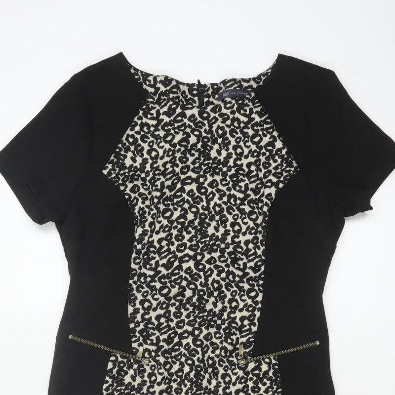 Marks and Spencer Women Black Leopard Print UK 12 Pencil Dress