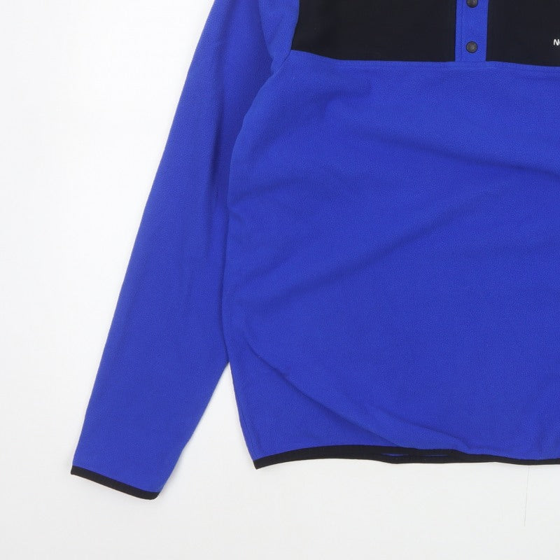 The North Face Men’s Blue Black M Fleece Snap Henley Sweatshirt