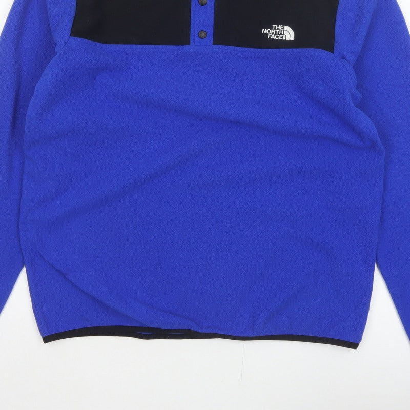 The North Face Men’s Blue Black M Fleece Snap Henley Sweatshirt