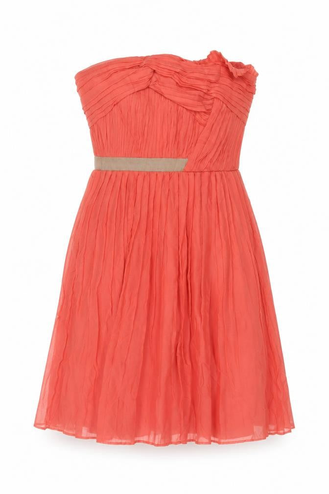 Mango Women Coral UK 10 Strapless Fit & Flare Party Dress