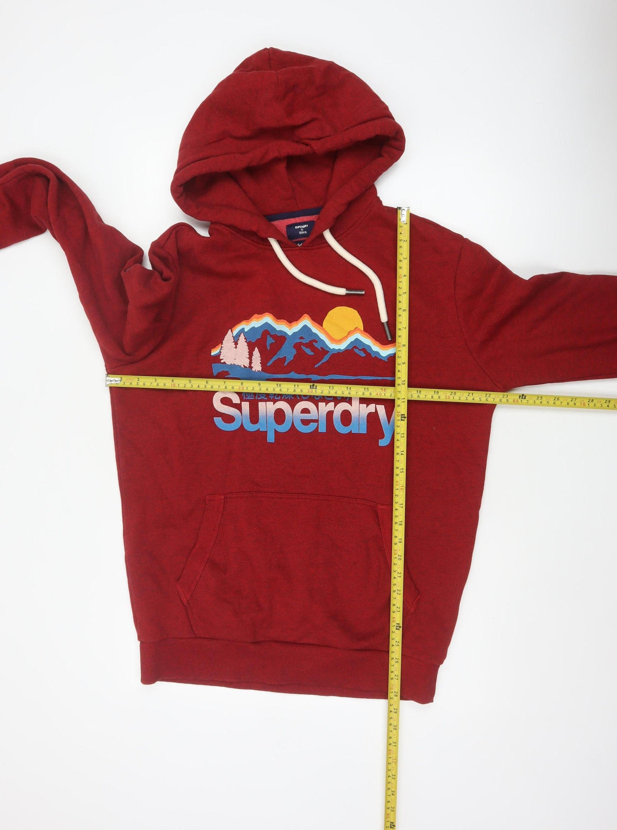 Superdry Men’s Red L Pullover Hoodie Mountain Graphic Fleece