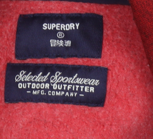 Superdry Men’s Red L Pullover Hoodie Mountain Graphic Fleece
