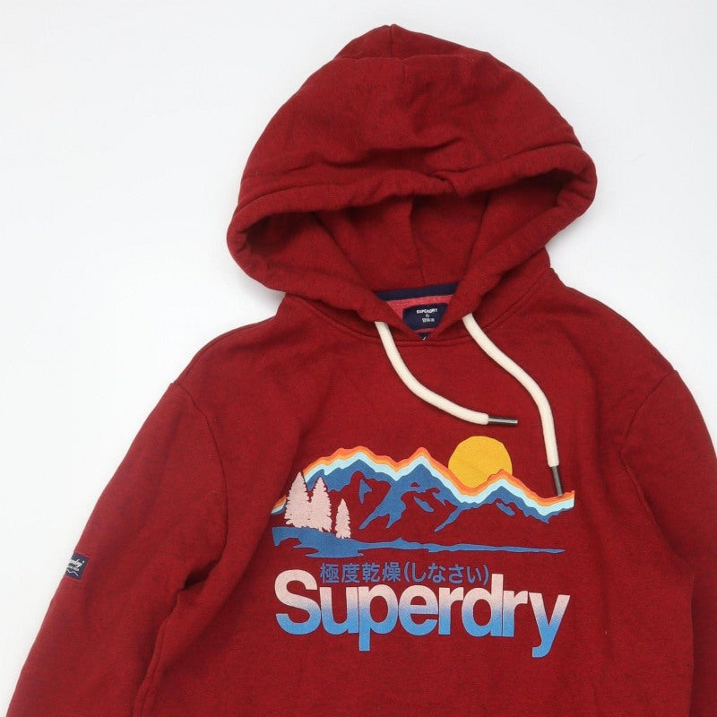 Superdry Men’s Red L Pullover Hoodie Mountain Graphic Fleece