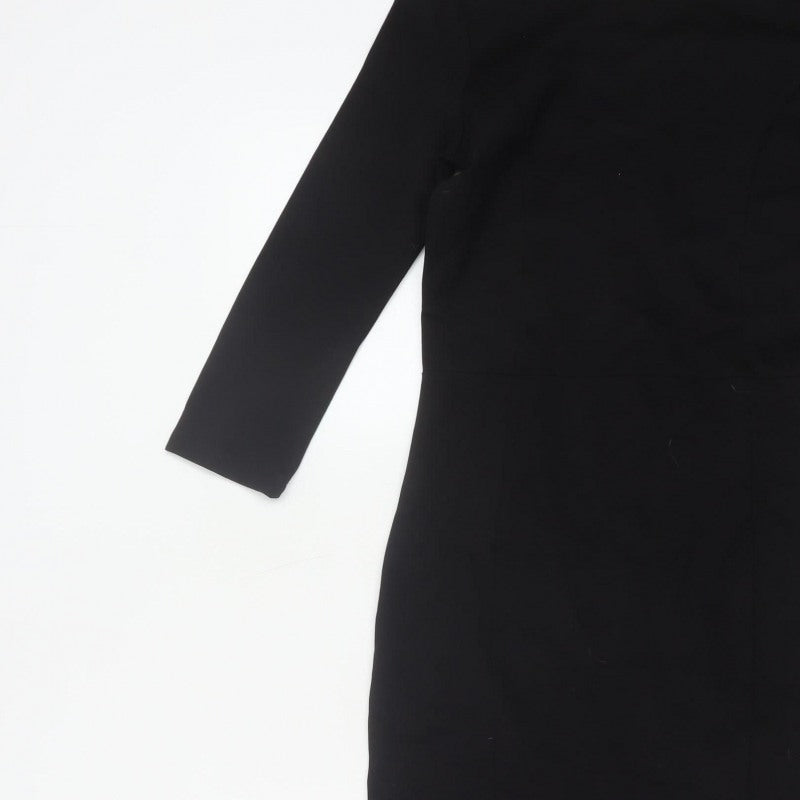 Hush Women’s Black Size 6 Midi Pencil Dress Boat Neck Stretch