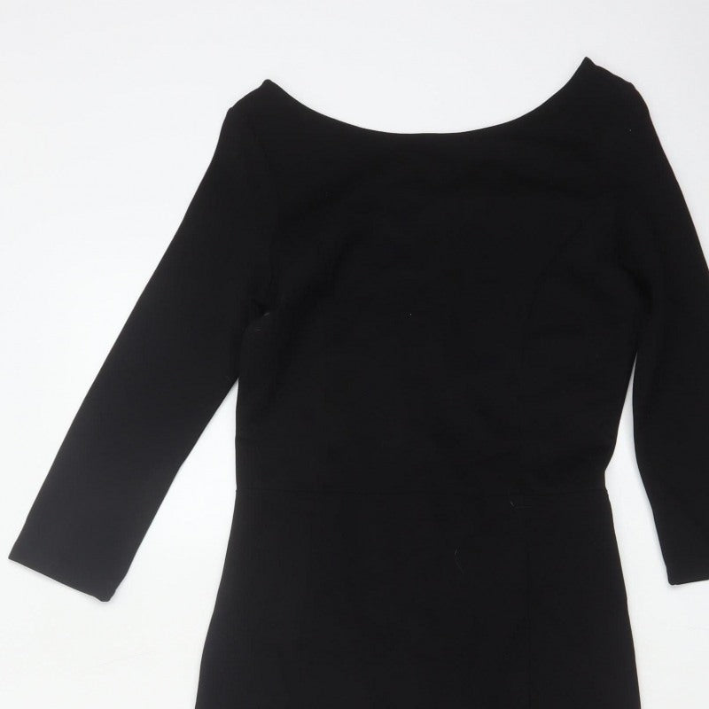Hush Women’s Black Size 6 Midi Pencil Dress Boat Neck Stretch