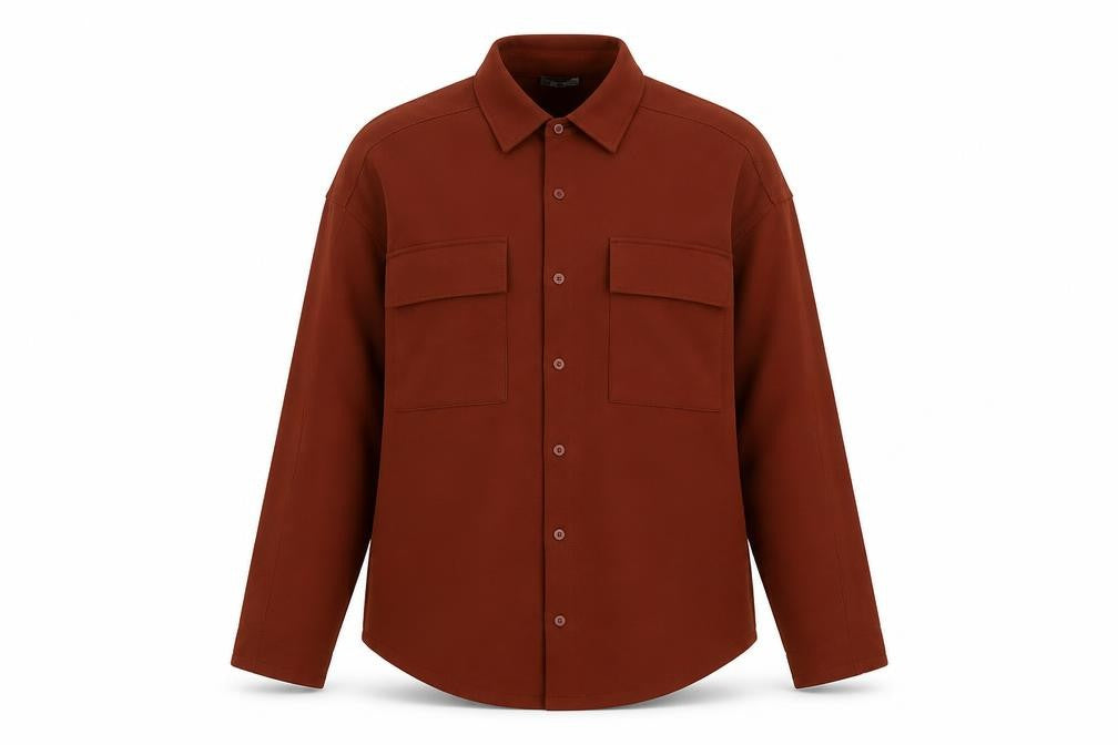 Zara Women Brown S Basic Button-Up Long Sleeve Stretch Pocket Shirt