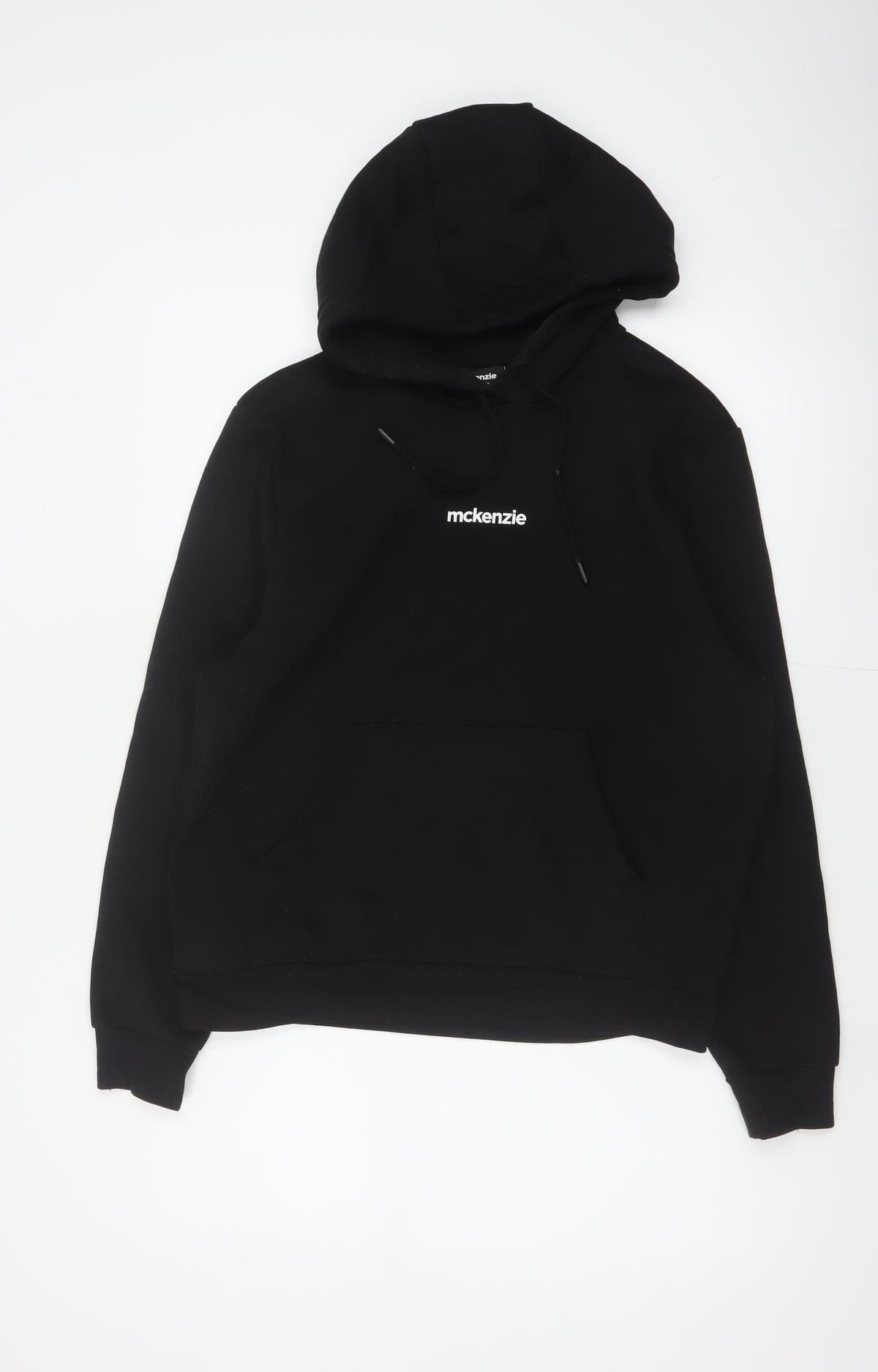 McKenzie Men’s Black S Pullover Hoodie Logo Drawstring Pocket