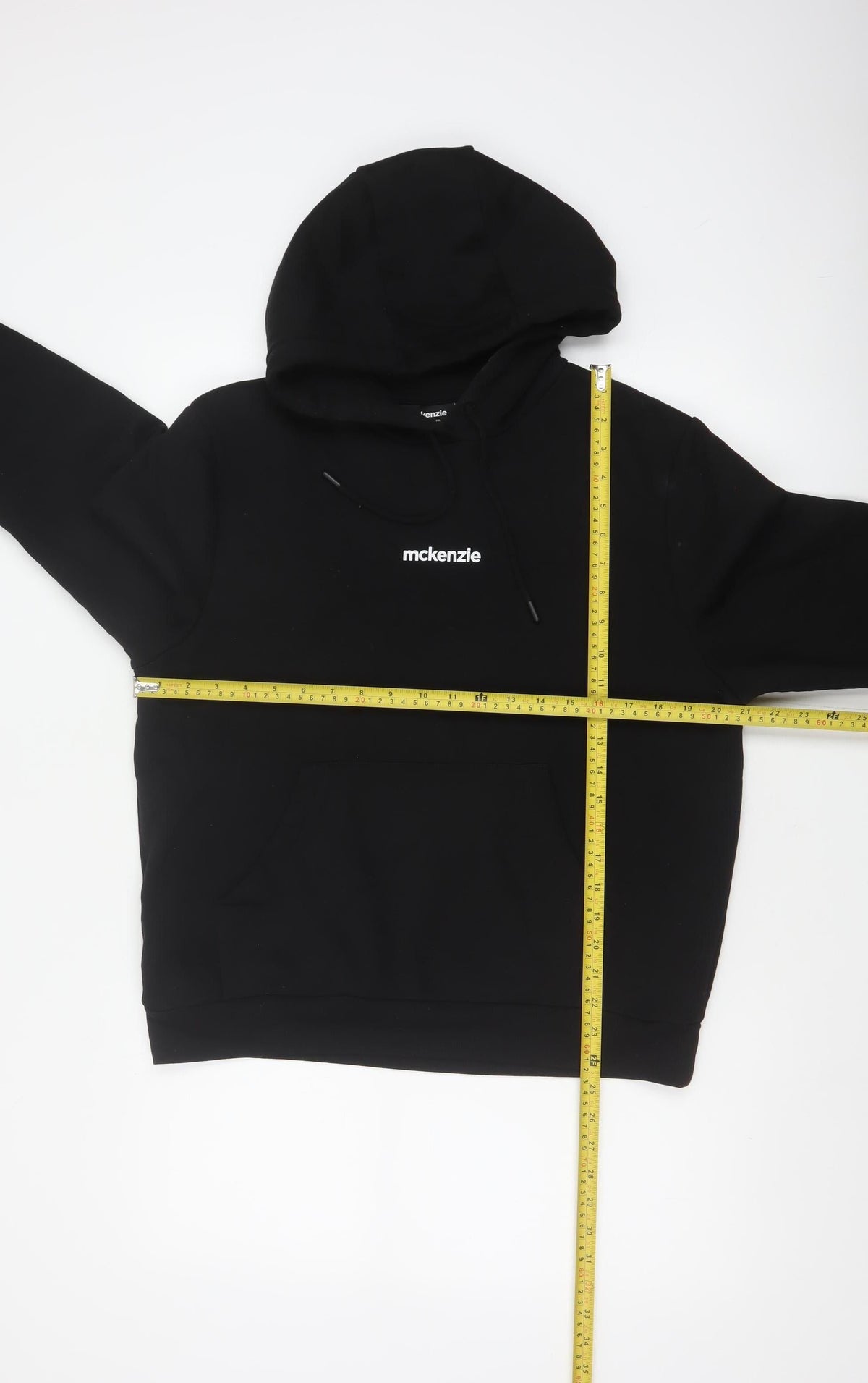 McKenzie Men’s Black S Pullover Hoodie Logo Drawstring Pocket
