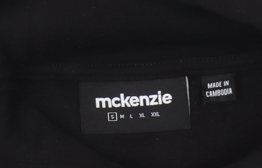 McKenzie Men’s Black S Pullover Hoodie Logo Drawstring Pocket