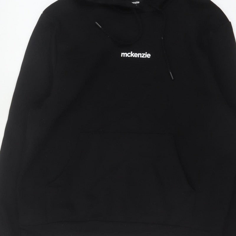 McKenzie Men’s Black S Pullover Hoodie Logo Drawstring Pocket
