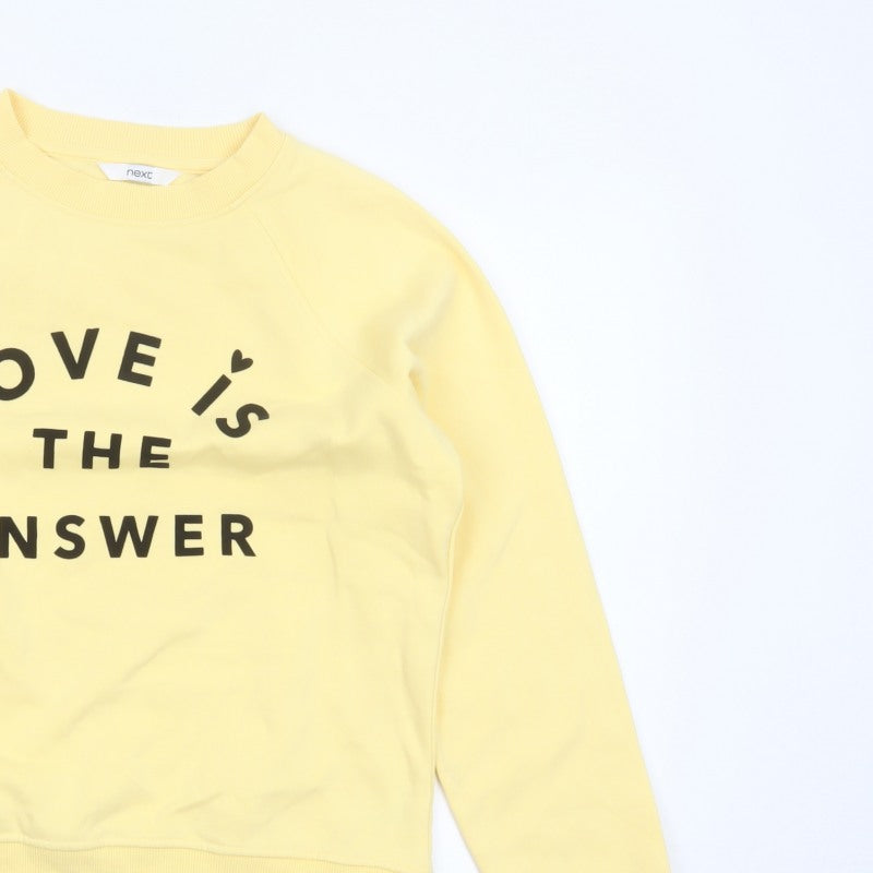 Next Women Yellow M Love Slogan Graphic Pullover Sweatshirt