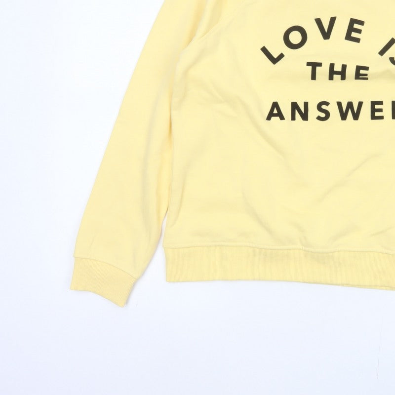 Next Women Yellow M Love Slogan Graphic Pullover Sweatshirt