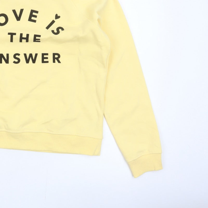 Next Women Yellow M Love Slogan Graphic Pullover Sweatshirt