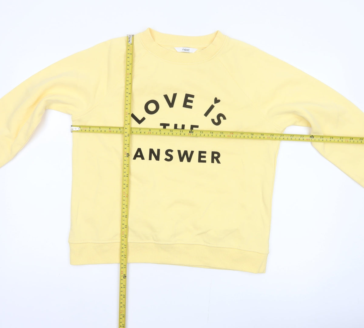 Next Women Yellow M Love Slogan Graphic Pullover Sweatshirt