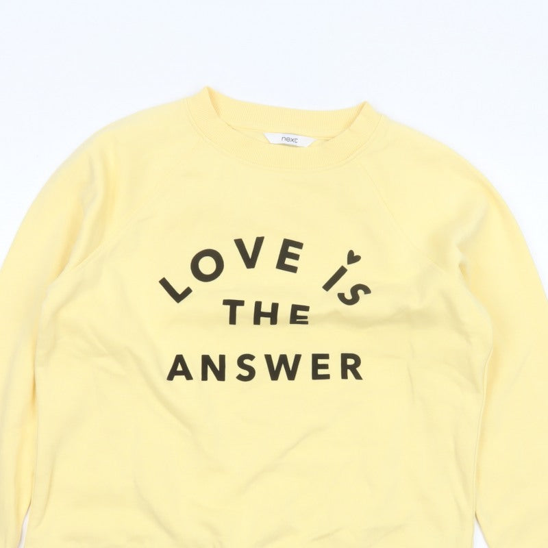Next Women Yellow M Love Slogan Graphic Pullover Sweatshirt
