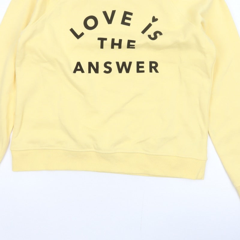 Next Women Yellow M Love Slogan Graphic Pullover Sweatshirt