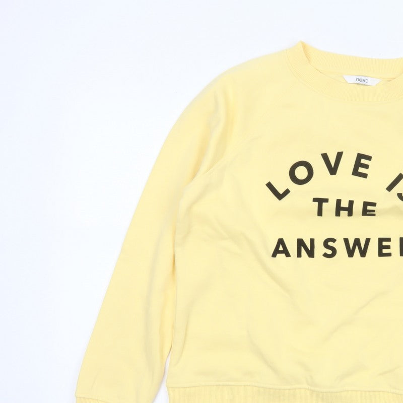 Next Women Yellow M Love Slogan Graphic Pullover Sweatshirt