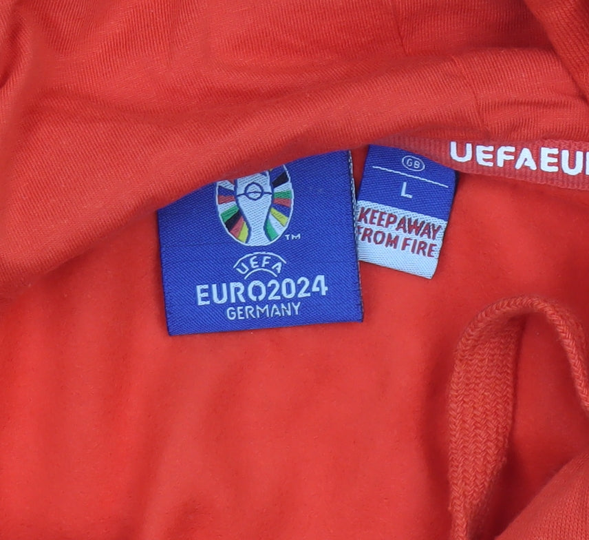 UEFA Euro 2024 Men’s Red L Pullover Hoodie England Football Graphic