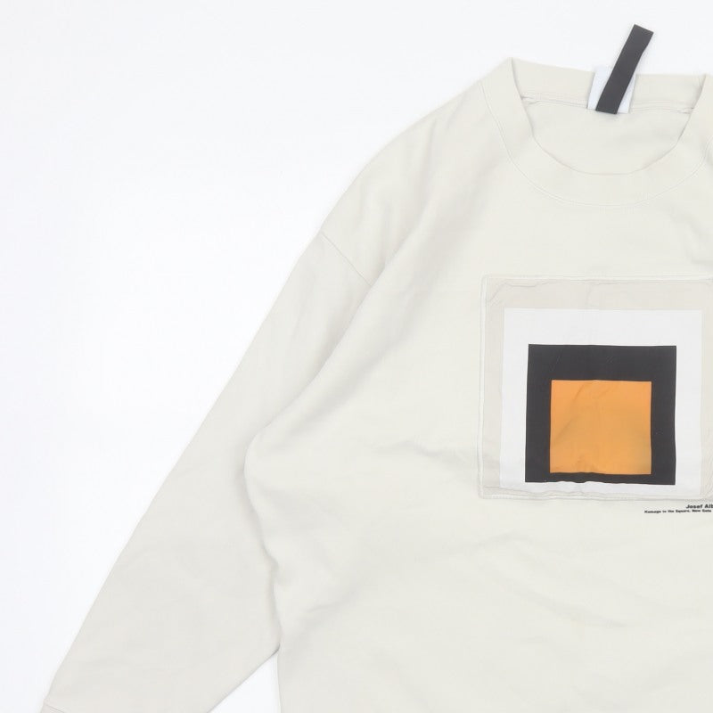 Zara Men Ivory M Pullover Sweatshirt Josef Albers Graphic Art Cotton