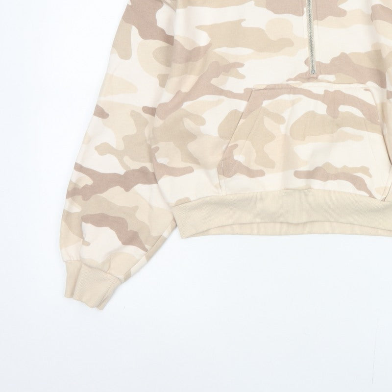 H&M Divided Women’s Beige Camo Quarter Zip Sweatshirt Size S