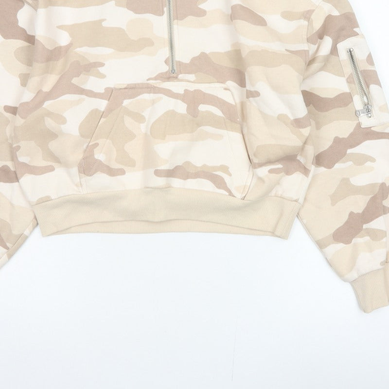H&M Divided Women’s Beige Camo Quarter Zip Sweatshirt Size S