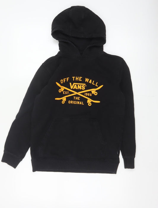 Vans Boys Black Large Hooded Pullover Jacket Skate Logo Cotton Blend