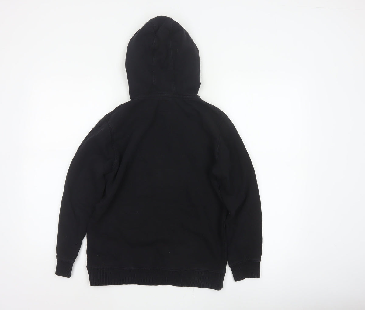 Brand and care label for Vans boys’ black large hooded pullover jacket skate logo cotton blend