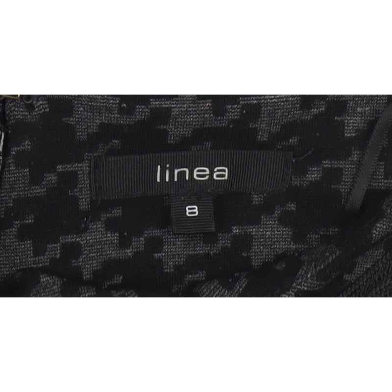 Linea Women Black Grey UK 8 Sheath Knee Dress Houndstooth