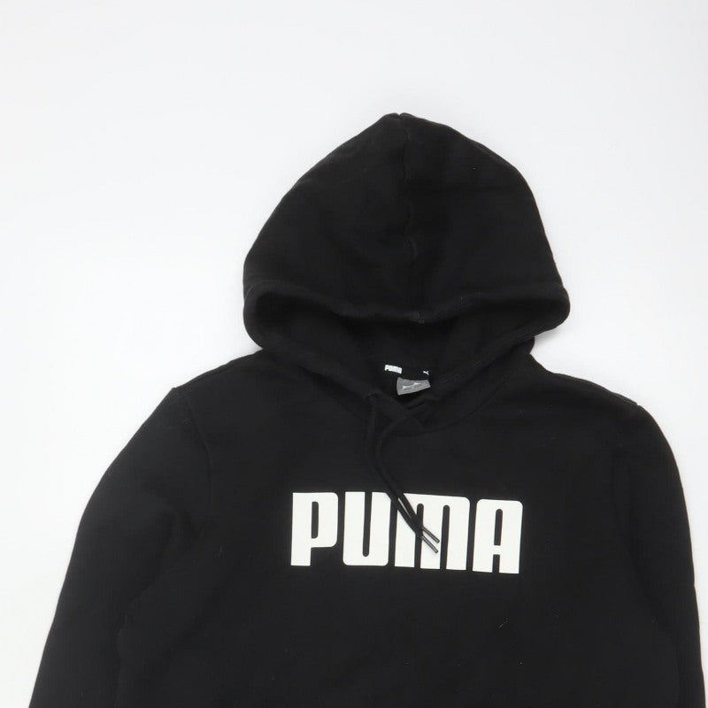 Puma Women Black L Pullover Hoodie Logo Graphic Kangaroo Pocket