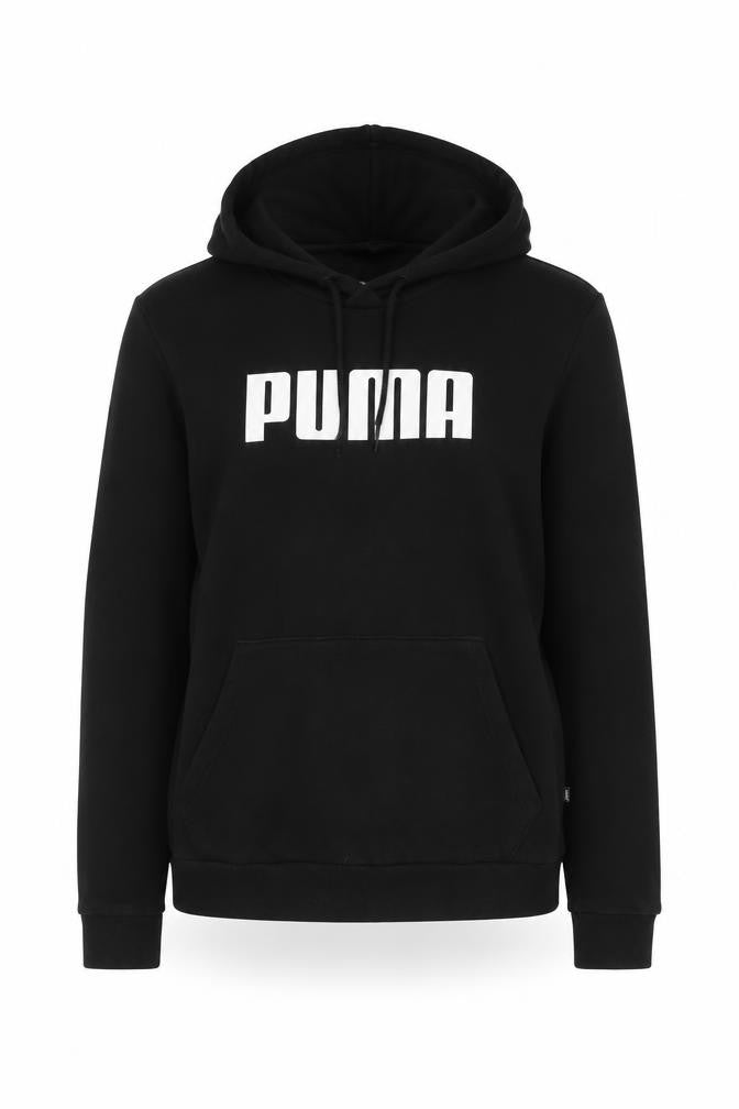 Puma Women Black L Pullover Hoodie Logo Graphic Kangaroo Pocket